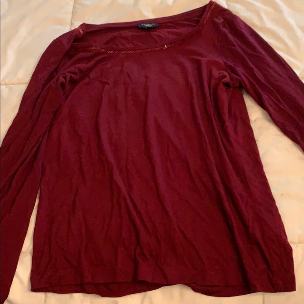 Talbots red shirt with bead work